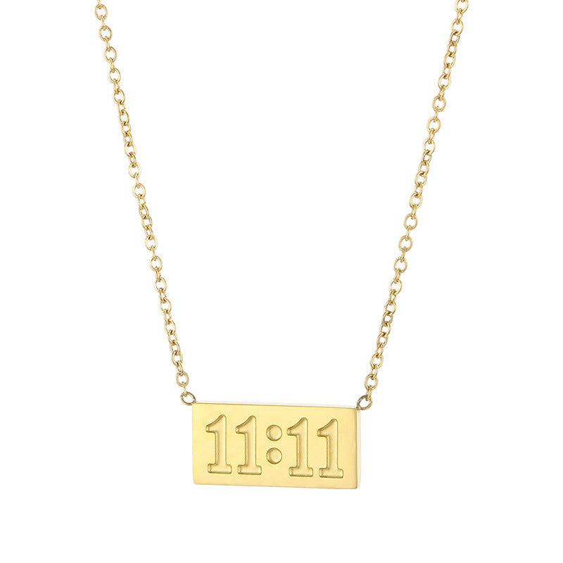 Wholesale Fashionable and Simple 11:11 Square Brand High-grade Stainless Steel Number Necklaces